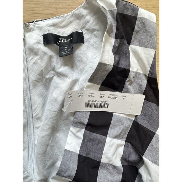 JCREW BLACK GINGHAM POPLIN RUFFLE MIDI DRESS SIZE 0 NWT 2039 - Picture 4 of 9